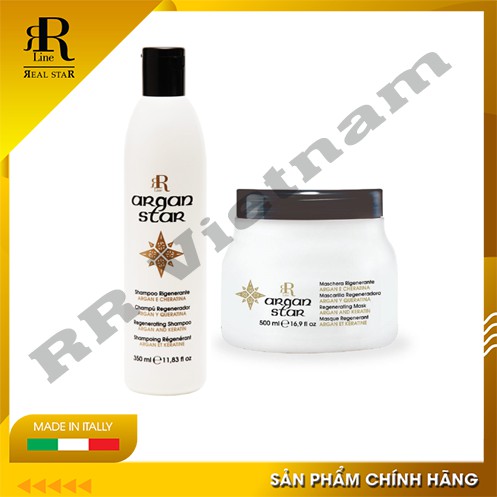 [Chính hãng] Combo gội+hấp ARGAN STAR phục hồi,tái tạo tóc hư tổn 500ml