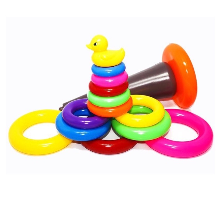 ĐỒ CHƠI THÁP XẾP CHỒNG VÒNG TRÒN CON VỊT , Bộ Xếp Hình Tháp Tròn, Đồ Chơi Phát Triển Tư Duy Cho Bé