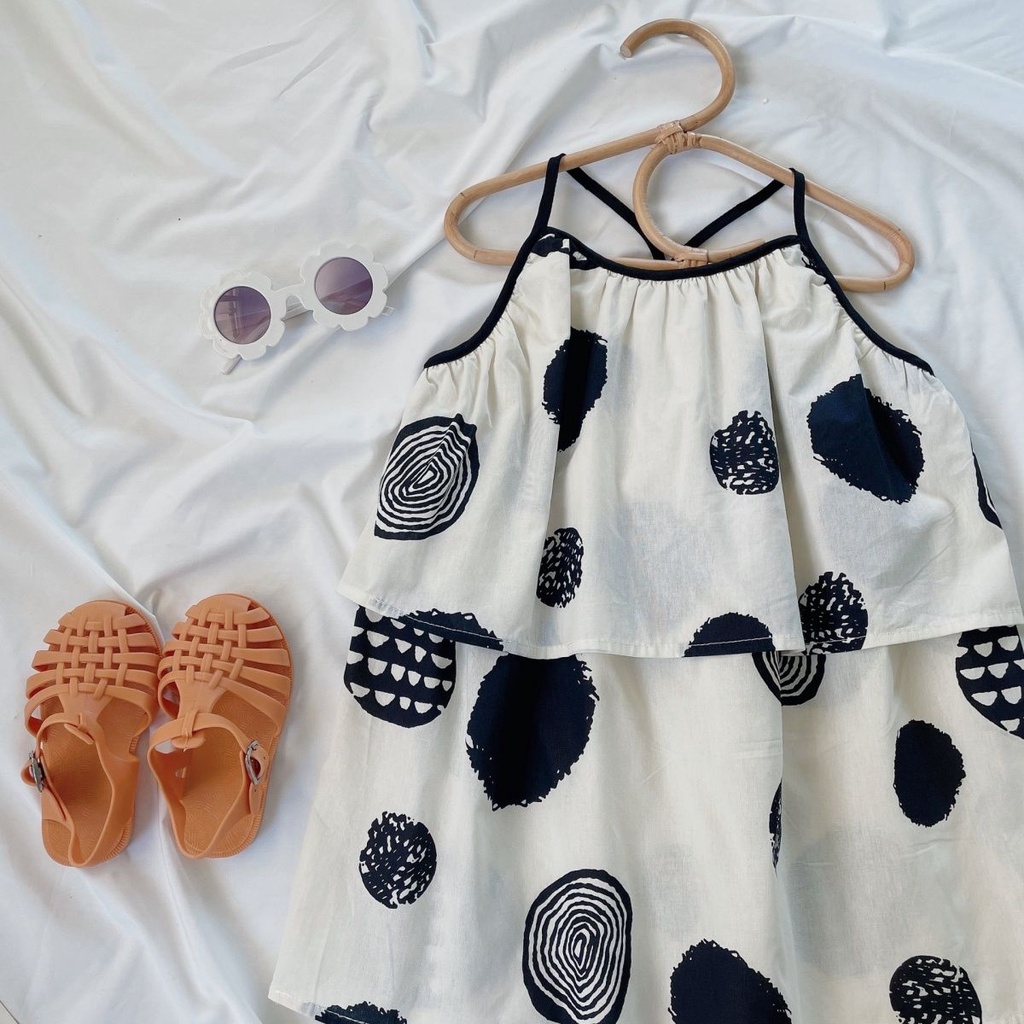 Đầm Công Chúa Mùa Hè Hai Dây Tay Cộc In Họa Tiết Hoa Phong Cách Mori Hàn Quốc Hợp Thời Trang Cho Bé Gái 5 Tuổi