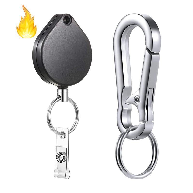 Móc Treo Chìa Khóa/ Thẻ ID Cỡ Nhỏ Chịu Tải Nặng Có Thể Thu Gọn Tiện Dụng