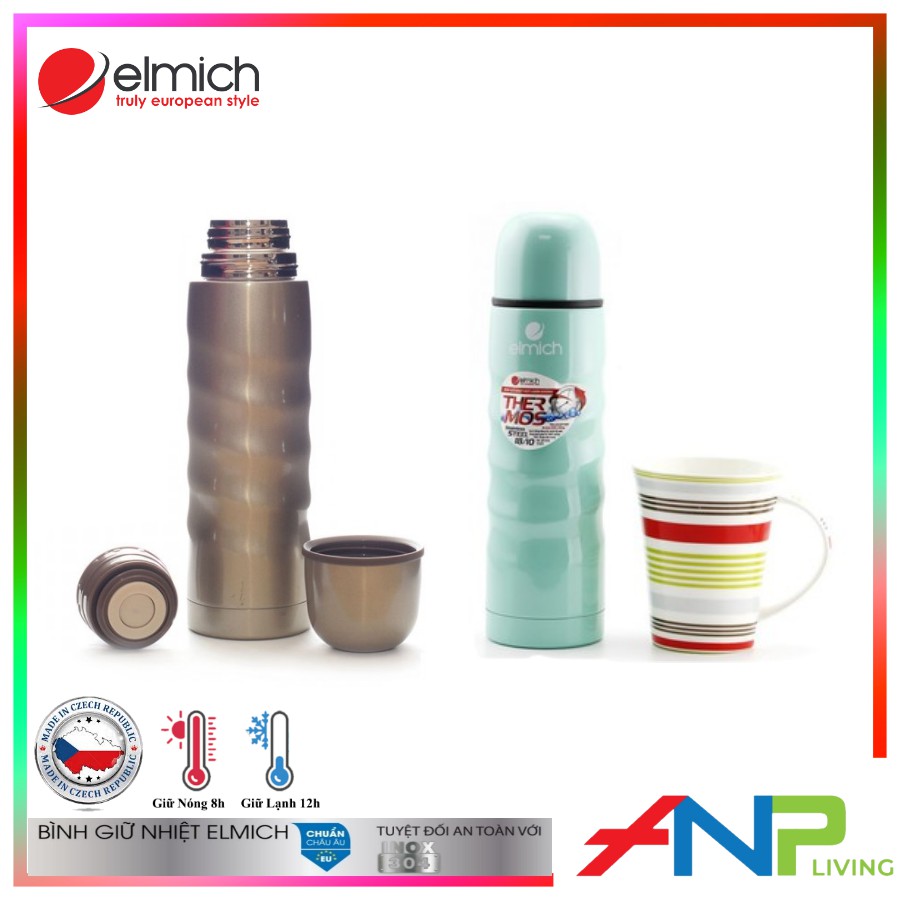 Phích Giữ Nhiệt Inox 304 Elmich EL-6390 - Dung tích 500ml / Giữ Nóng 8h - Giữ Lạnh 12h) - Hàng Nhập Khẩu Chính Hãng