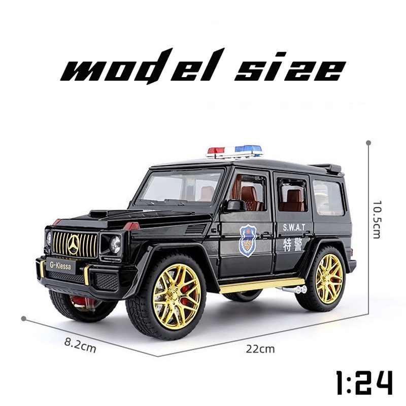 Mô Hình Xe Cảnh Sát Mercedes Benz G63 Tỉ Lệ 1: 24 Bằng Hợp Kim Có Đèn Và Nhạc