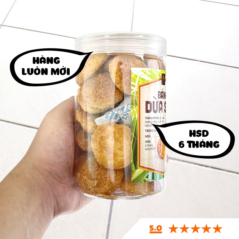 Bánh dừa nướng sấy Bến Tre giòn cao cấp 300g bánh dừa sấy ăn vặt healthy LHYFOOD đặc sản Việt Nam