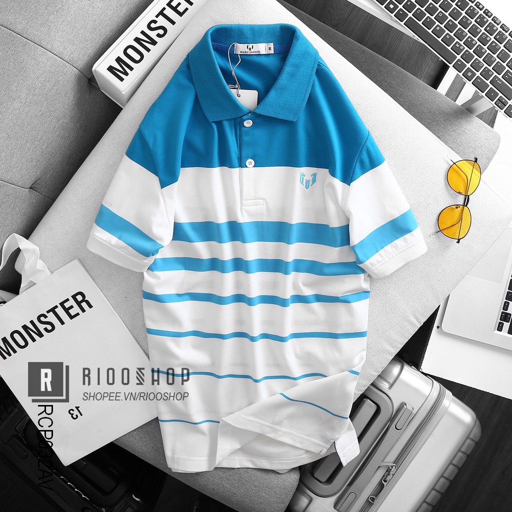Áo thun nam trung niên polo sọc ngang Marc cực đẹp RCP032AV - áo phông nam có cổ Riooshop | BigBuy360 - bigbuy360.vn
