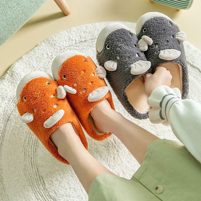 Dép bông con cá siêu ấm. Dép bông đế cao su unisex (hàng sẵn)