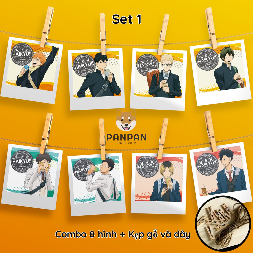 Combo 8 ảnh card lomo polaroid trang trí Anime Haikyu! 1 (tặng kèm dây và kẹp)