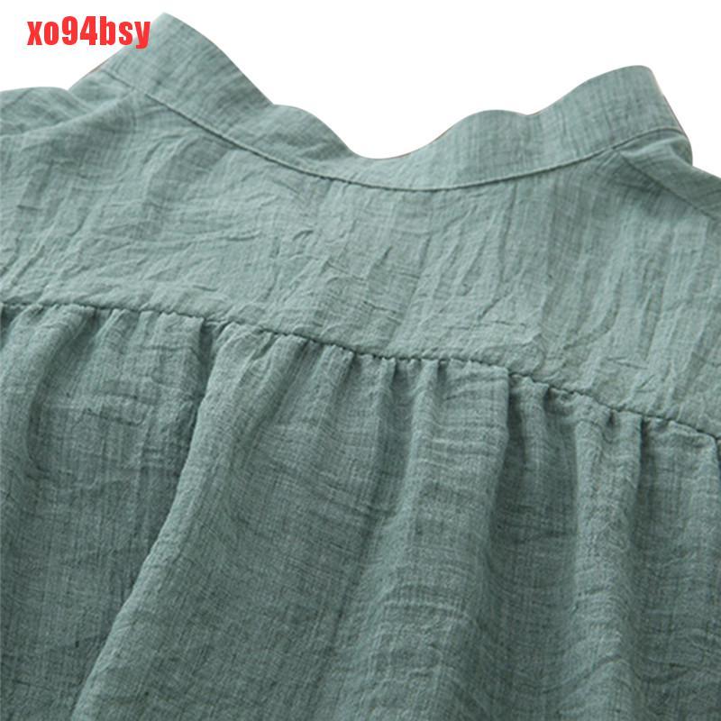 (Xo94Bsy) Áo Vải Lanh Dài Tay Phối Nút Thời Trang Công Sở Cho Nữ