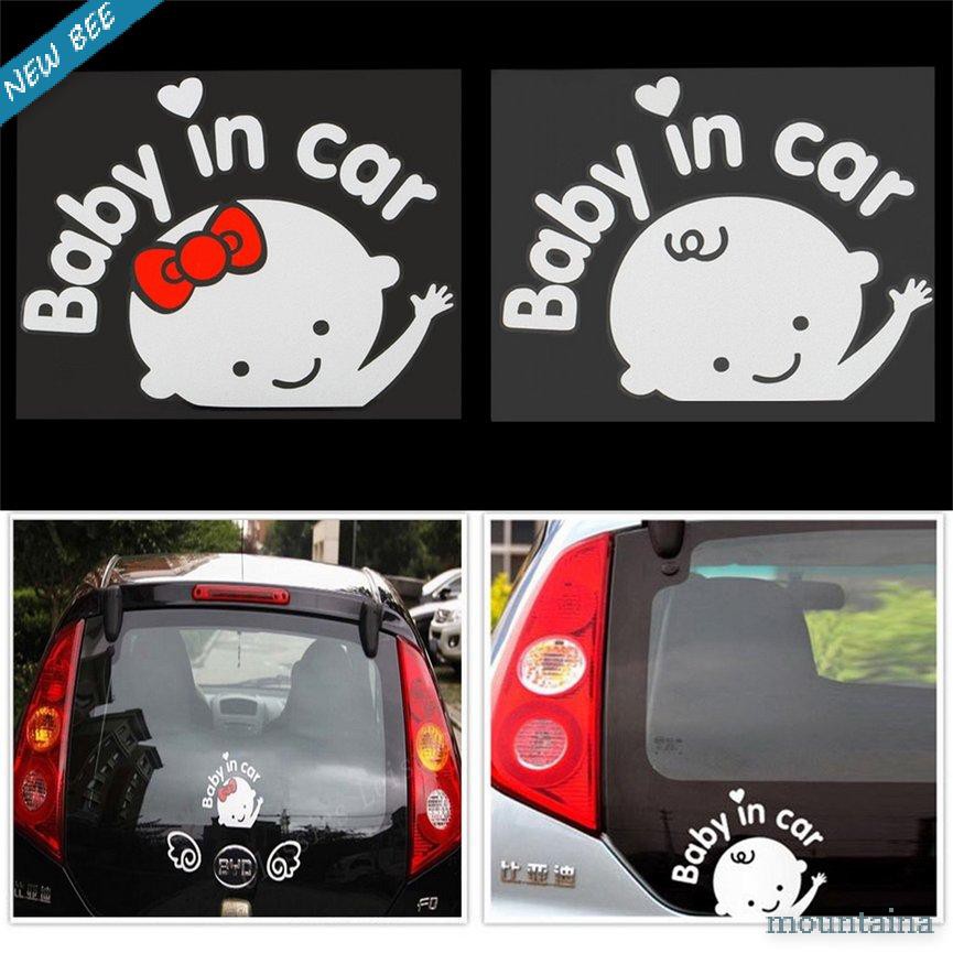 Miếng Dán Phản Quang Họa Tiết Hoạt Hình Baby In Car Trang Trí Xe Hơi