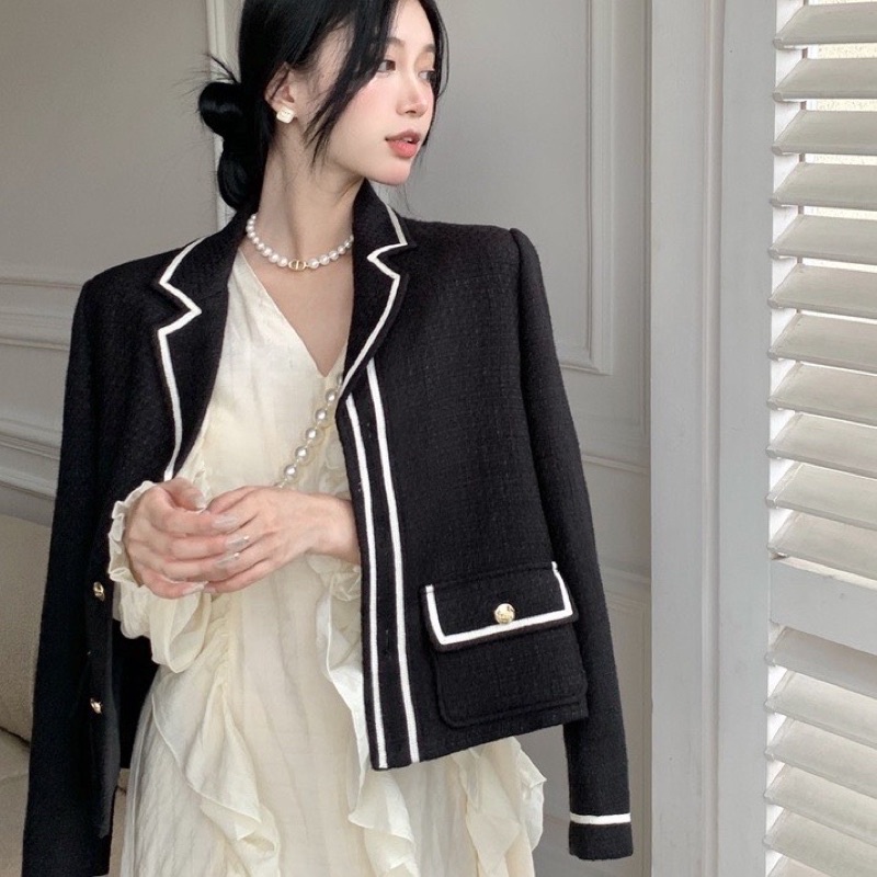Áo Dạ teck đen viền 2 lớp