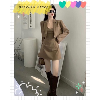 🌹BIGSIZE Set đầm 2 dây kèm áo blazer bigsize🌹