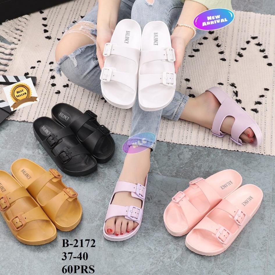 (Hàng Nhập Khẩu Kích Thước Nhỏ Hơn) Giày Sandal Cao Su Hai Bánh Xe Cân Bằng B-2172 Nhập Khẩu Mới Nhất Cho Nữ