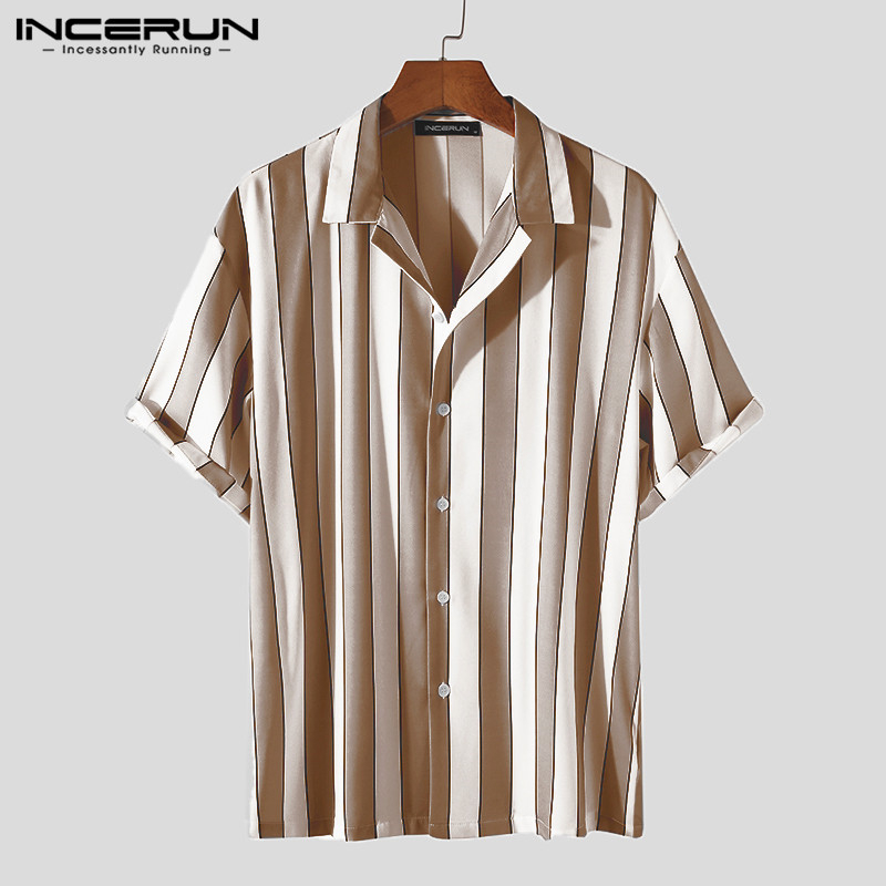 Áo Sơ Mi INCERUN Tay Ngắn Kẻ Sọc Thời Trang Dành Cho Nam | BigBuy360 - bigbuy360.vn