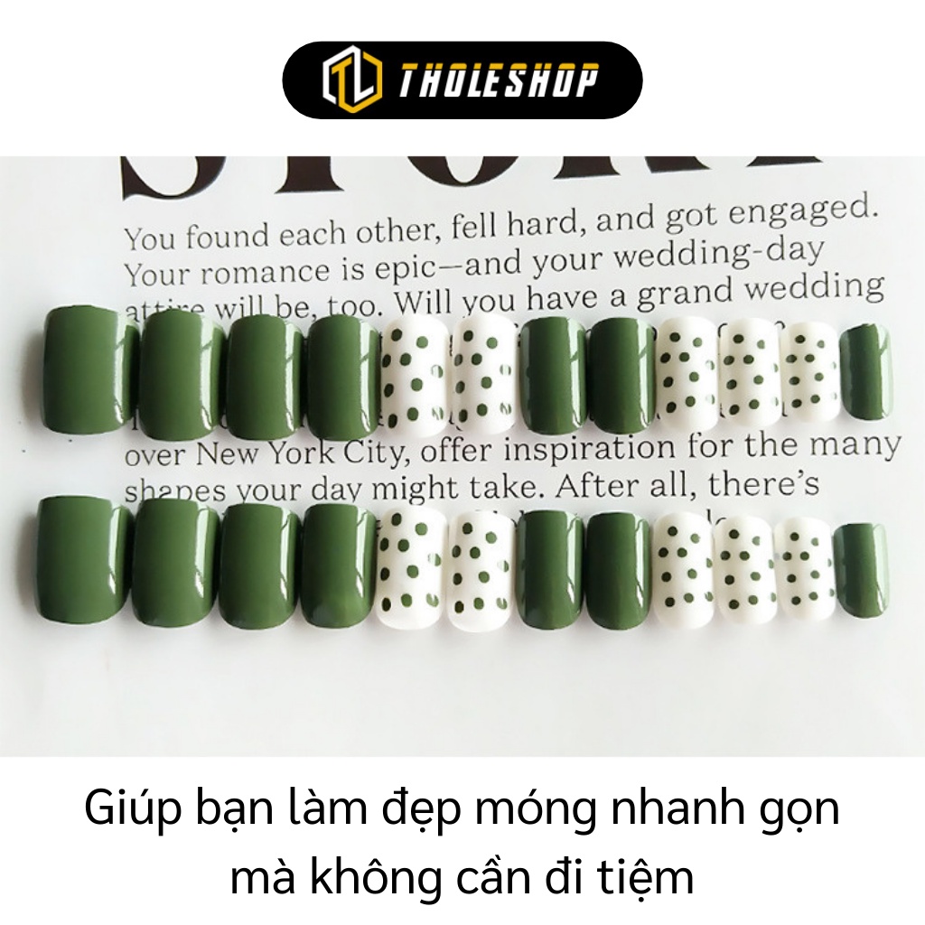 Móng Tay Giả - Bộ Nails 24 Móng Giả Màu Xanh Chấm Bi Đa Dạng, Thời Trang Nữ 8979