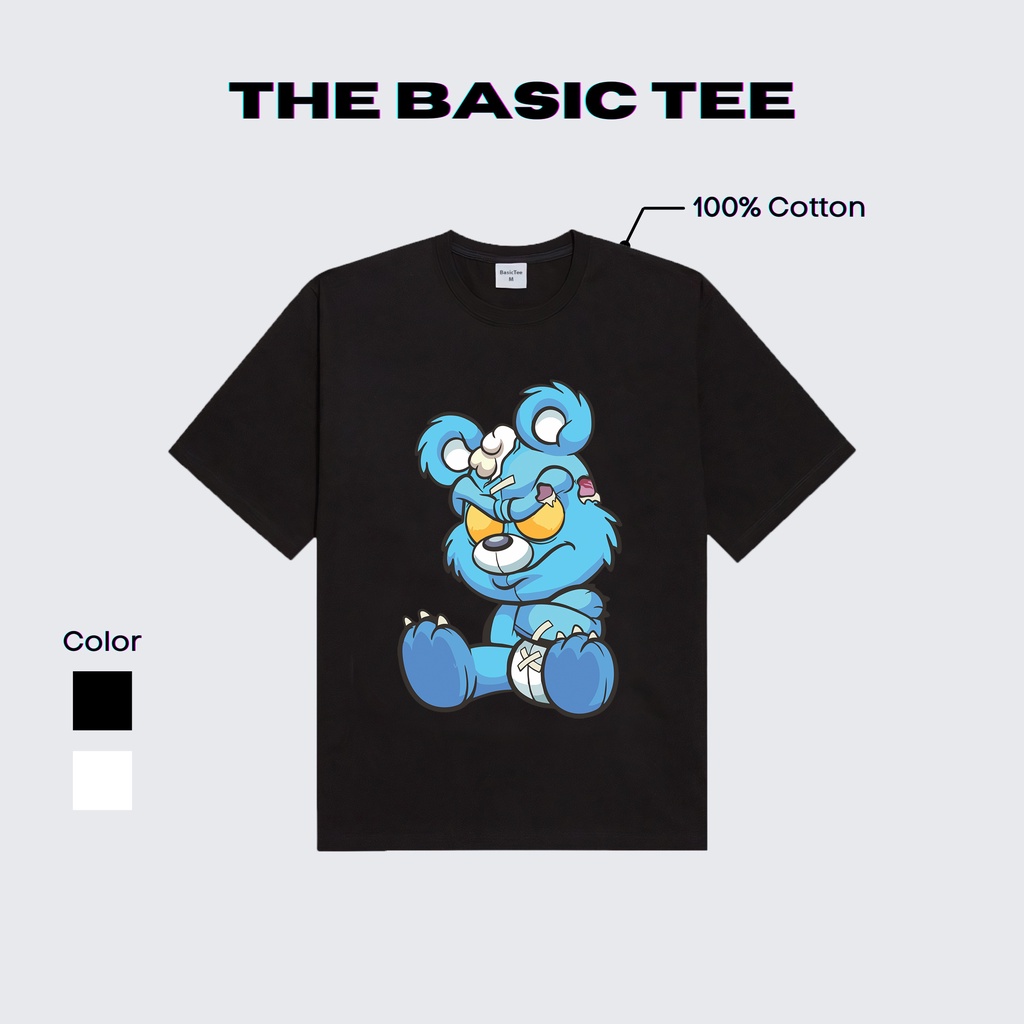 Áo thun tay lỡ DREW GẤU XANH phông UNISEX nam nữ TEEN chất liệu cotton 100% thoáng mát Basictee19 BLUEBEAR
