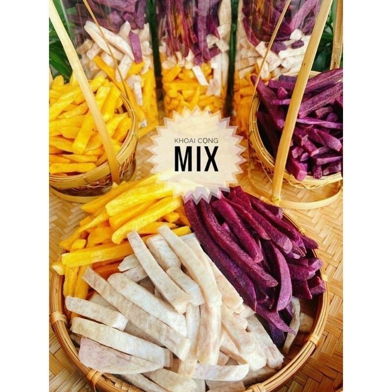 KHOAI SẤY SỢI  MIX 3 VỊ 300g/1 hủ [FREE SHIP] TỪ ĐƠN 50K, [Loại Đặc Biệt] Hàng ngon nhà làm