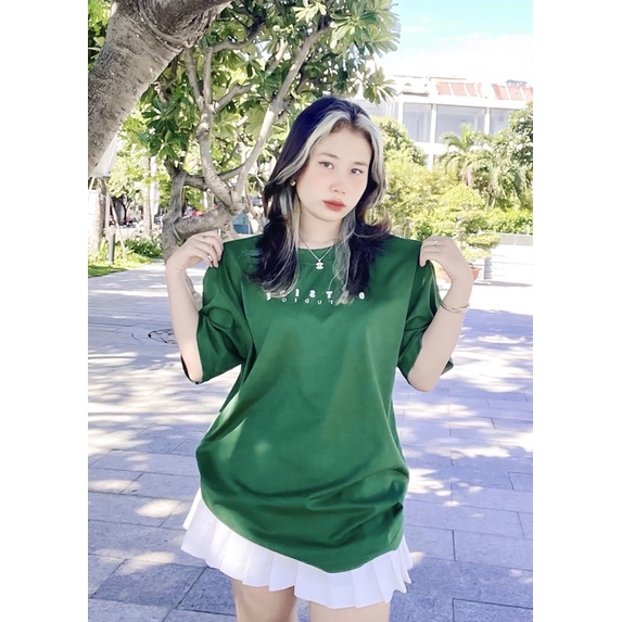 Áo thun xanh lá unisex OUTSIDE basic TEE form rộng tay lỡ dành cho nam nữ Tee1