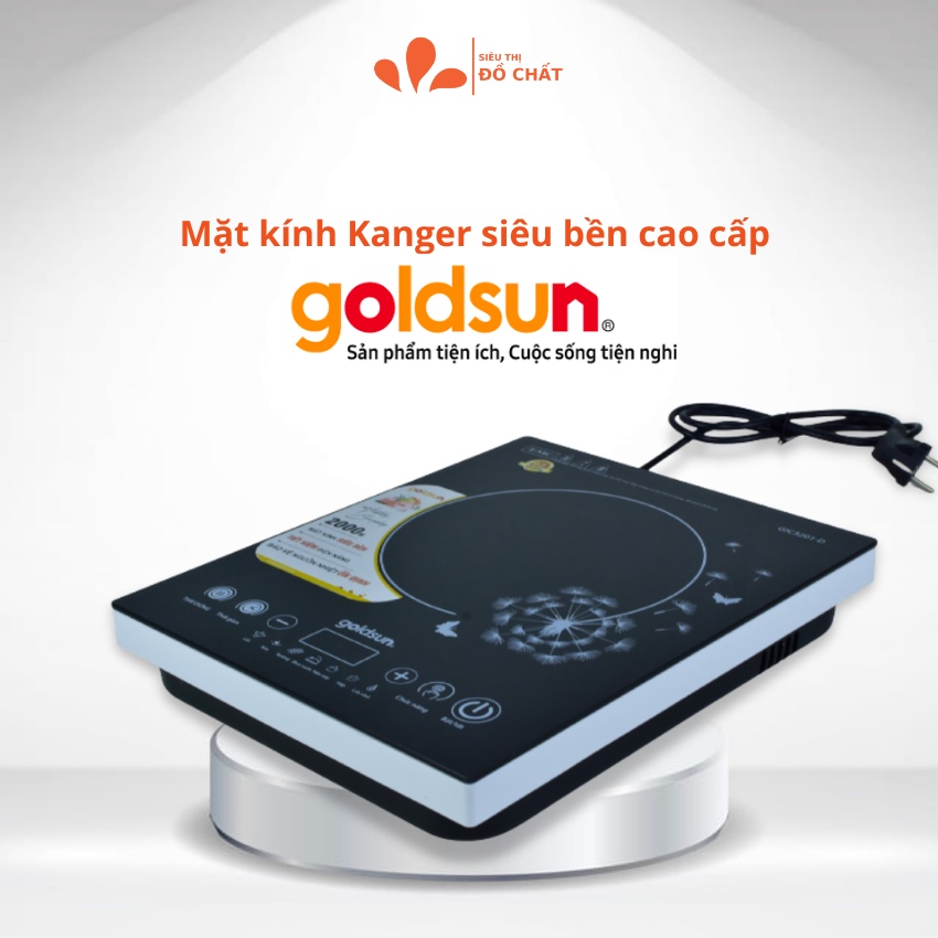 Bếp điện từ Goldsun GIC3201-D, Phím cảm ứng, hẹn giờ, đa năng - Tặng nồi Inox 350g