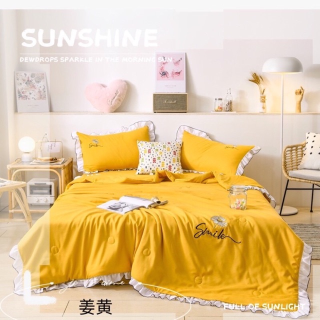 [ Tặng vỏ gối ôm] Bộ chăn ga gối Cotton đũi Smile hàng Nhập Khẩu