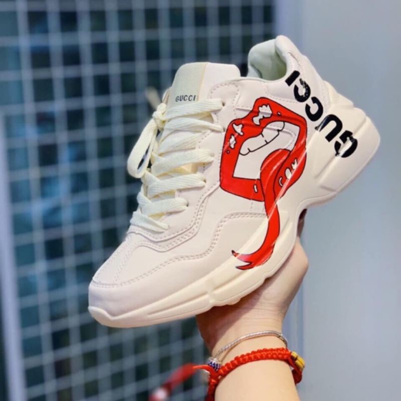 [Full Box] Giày Thể Thao Nam Nữ ChunKy Gucci Rhyton màu kem siêu đẹp độn đế | BigBuy360 - bigbuy360.vn