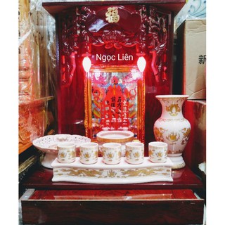 BÀN THỜ VÁN NGANG 37CM [GỒM 7 MÓN HỒNG PHẤN]