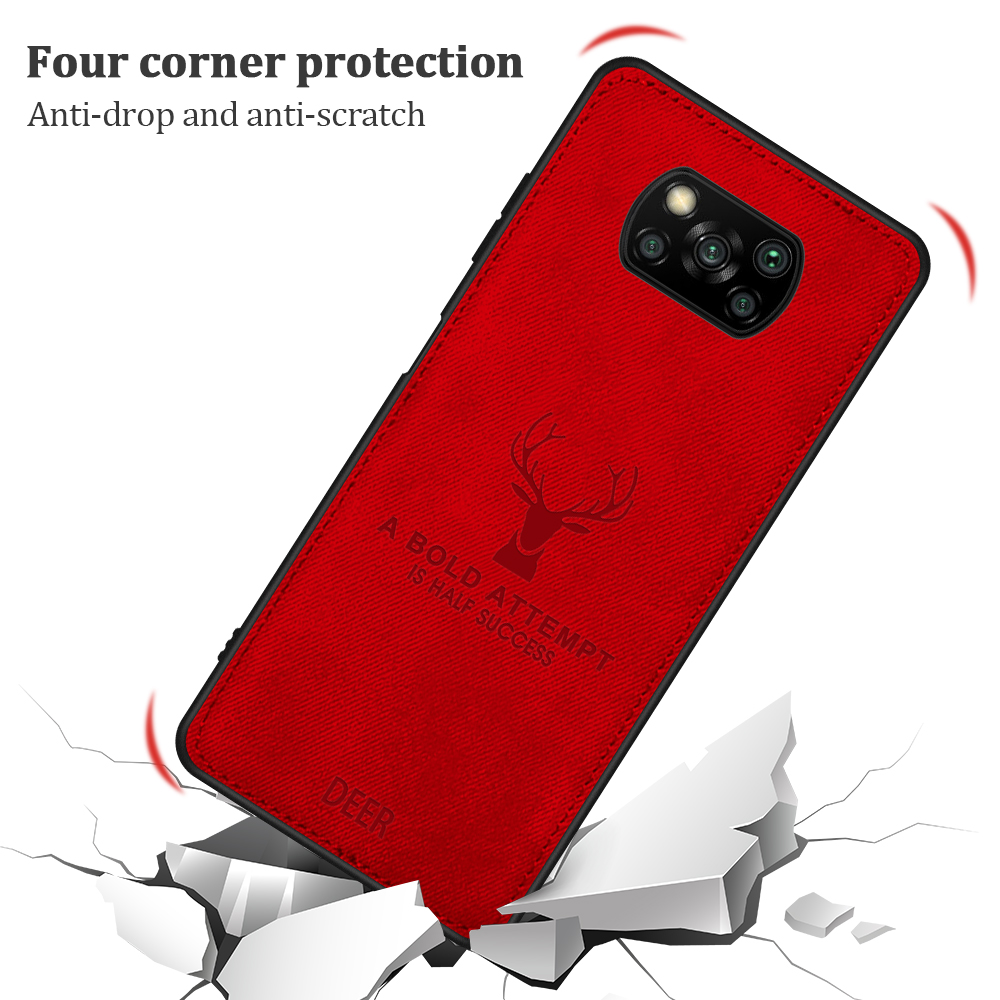 Xiaomi Poco X3 NFC Mobile Phone Case Imprinted Cloth Deer Back Soft Cover