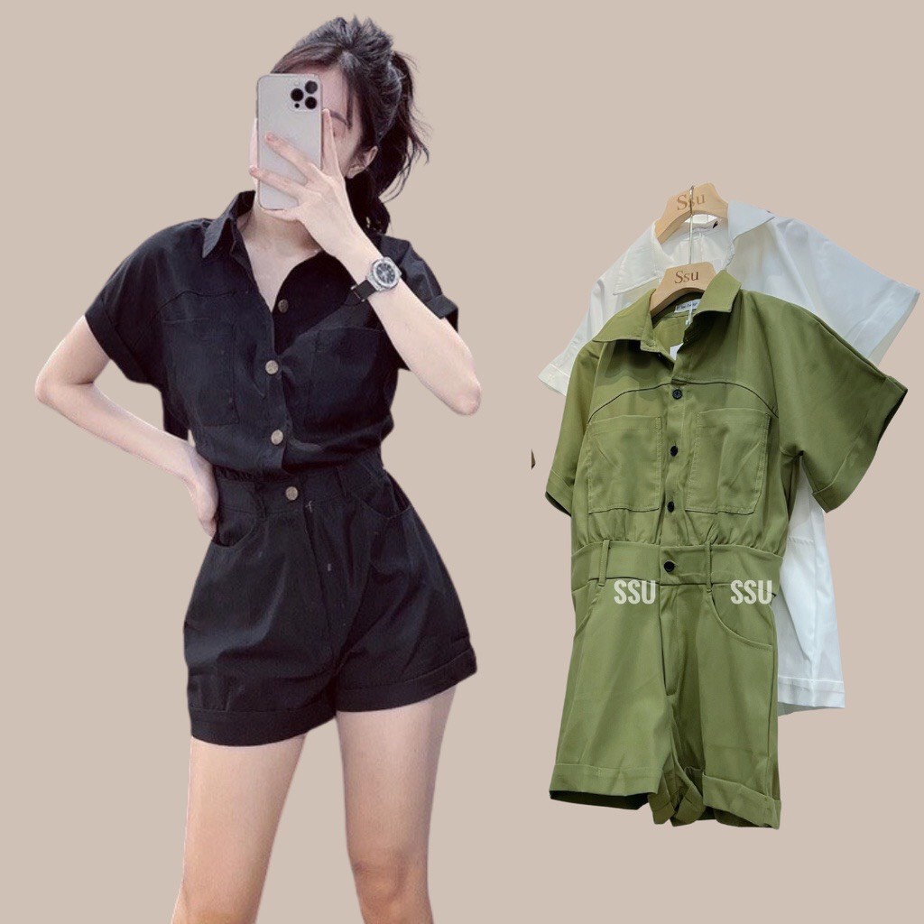 Set jumpsuit liền quần Áo sơ mi cổ đức Thời Trang Giá Xưởng Official