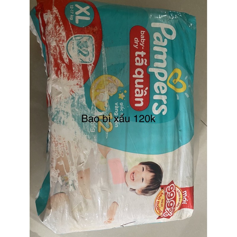 tả quần pampers size XL 32 miếng, bao bì xấu