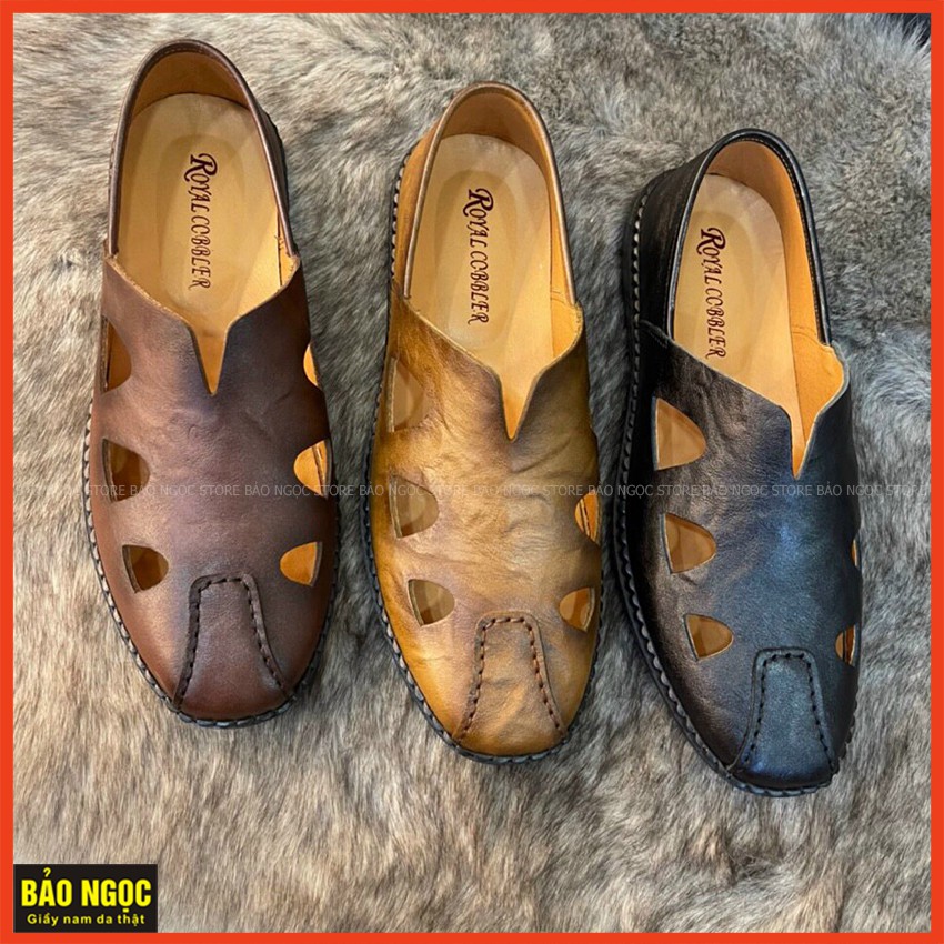 Giày lười nam mùa hè DA BÒ MỀM 2 Lớp Cao Cấp✅Giày Rọ Nam Đục Lỗ Thoáng Mát💥Bảo Hành Nổ Da-Bong Đế 12 Tháng✅ Mã TH663