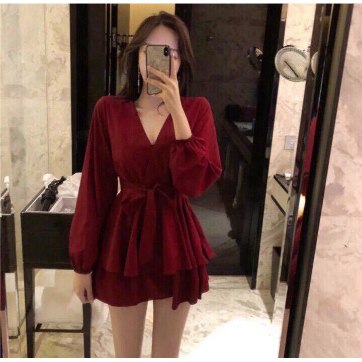 [ẢNH THẬT CUỐI] DX007 - Đầm Xòe Cổ V Bèo Đắp Chéo Nhiều Màu