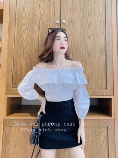 set áo trễ vai mix chân váy