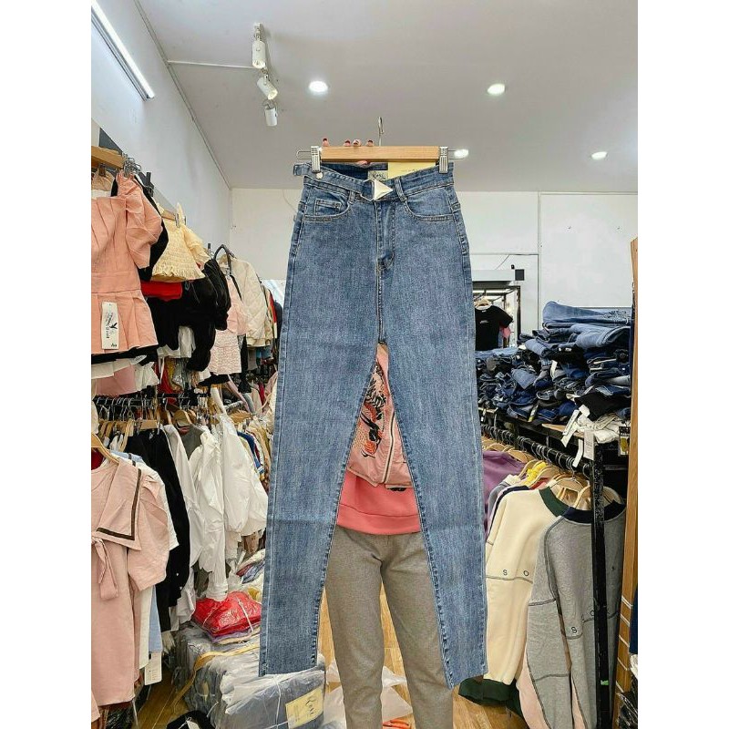 Quần jeans bò đai sắt dáng ôm nhiều màu sắc