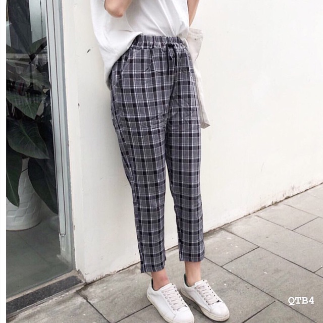 Baggy vải kẻ caro