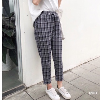 baggy vải kẻ caro