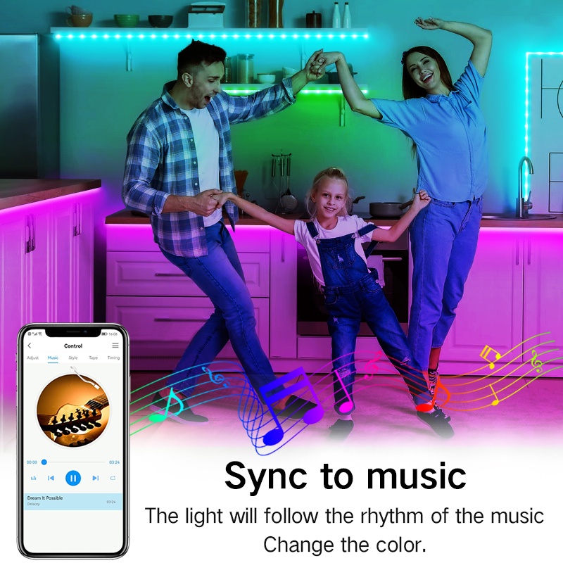 Dây Đèn Led 5050 RGB USB Bluetooth Đi Ốt Dùng Trang Trí Phòng Ngủ