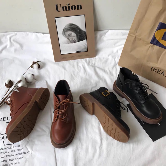 Giày cổ lỡ 2 màu retro