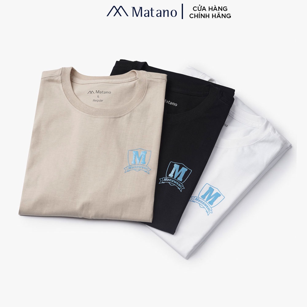 Áo thun nam cổ tròn MATANO AT079 in chữ Menswear, form suông, ngắn tay, vải cotton thoáng mát, thấm mồ hôi, co giãn