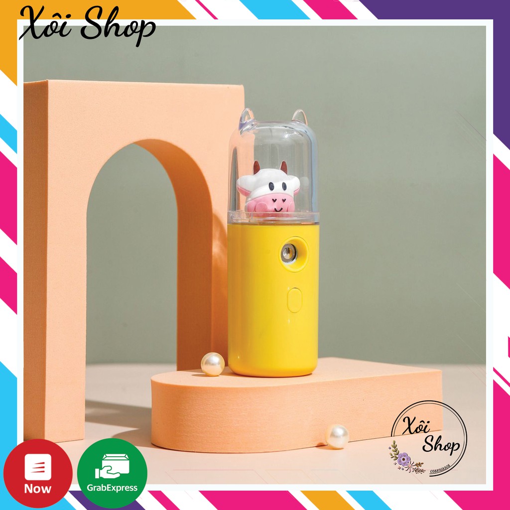 Máy phun sương, Máy phun sương tạo ẩm NANO MINI cầm tay làm mát cấp tốc - Phiên bản Bò Sữa độc đáo