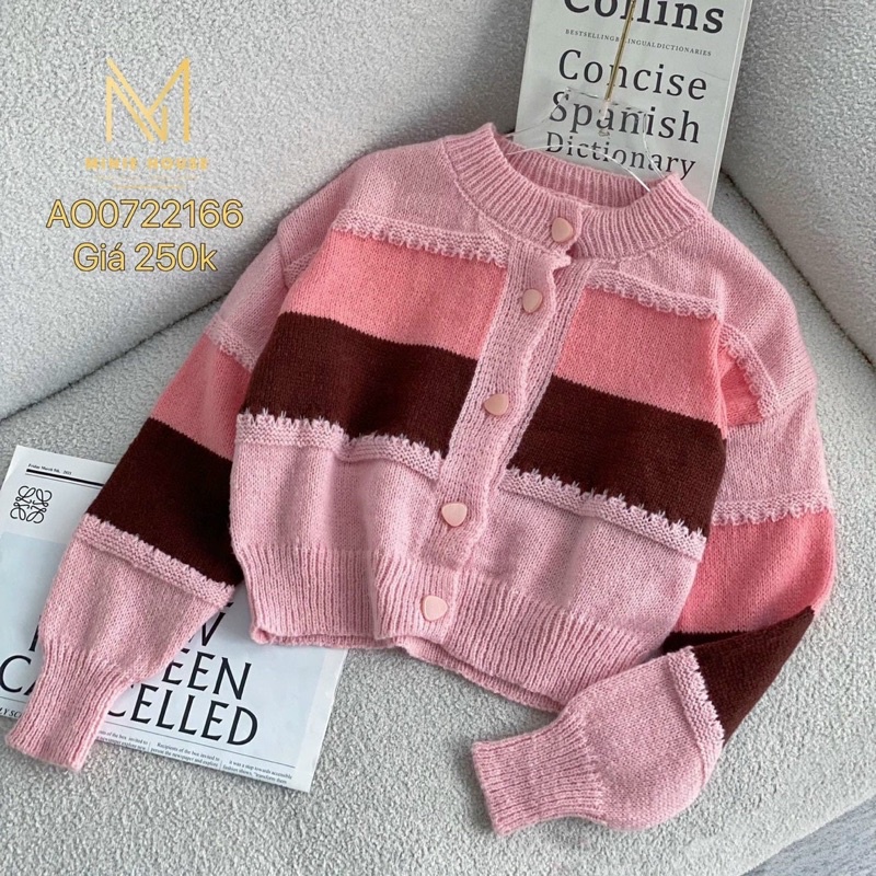 Áo khoác len cadigan phối màu dày dặn AK2215 - NhiNhi Shop