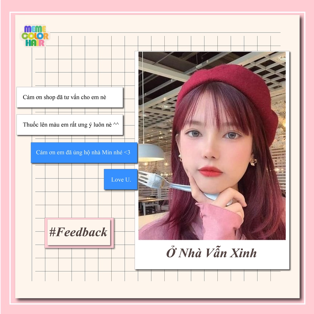 Thuốc nhuộm tóc màu nâu đỏ , tặng kèm oxy trợ dưỡng và bao tay