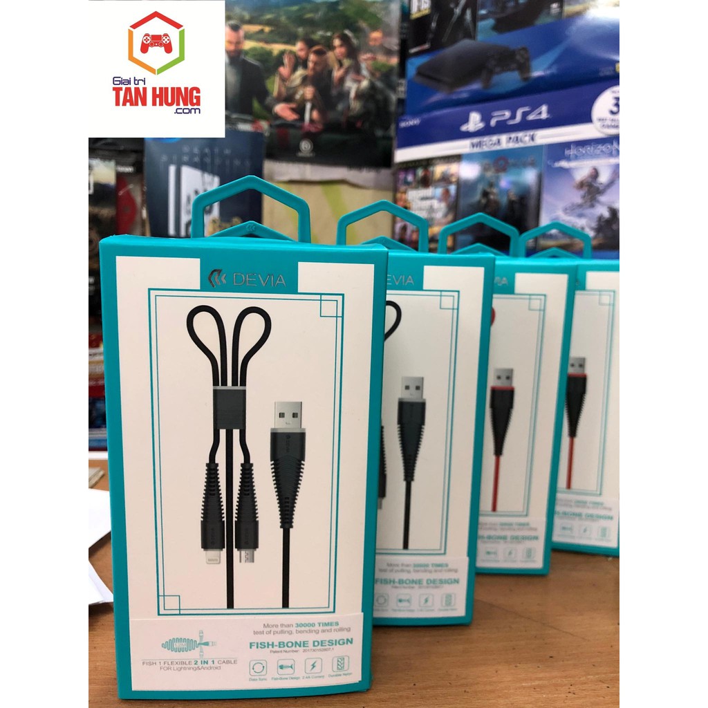 Cáp đa năng Devia Iphone và Android Fish bọc dù dài 1,2m