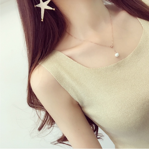 Áo sát nách dệt kim màu trơn thời trang mùa hè cho nữ | BigBuy360 - bigbuy360.vn