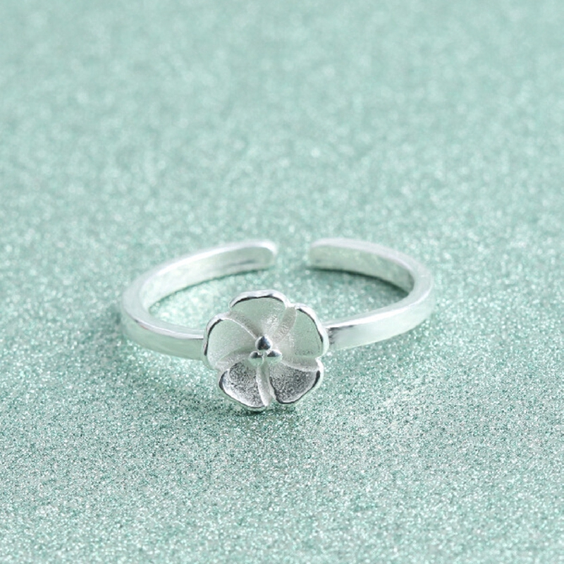 Nhẫn bạc hình hoa cúc kích thước điều chỉnh được thiết kế thời trang làm quà cho bạn nữ