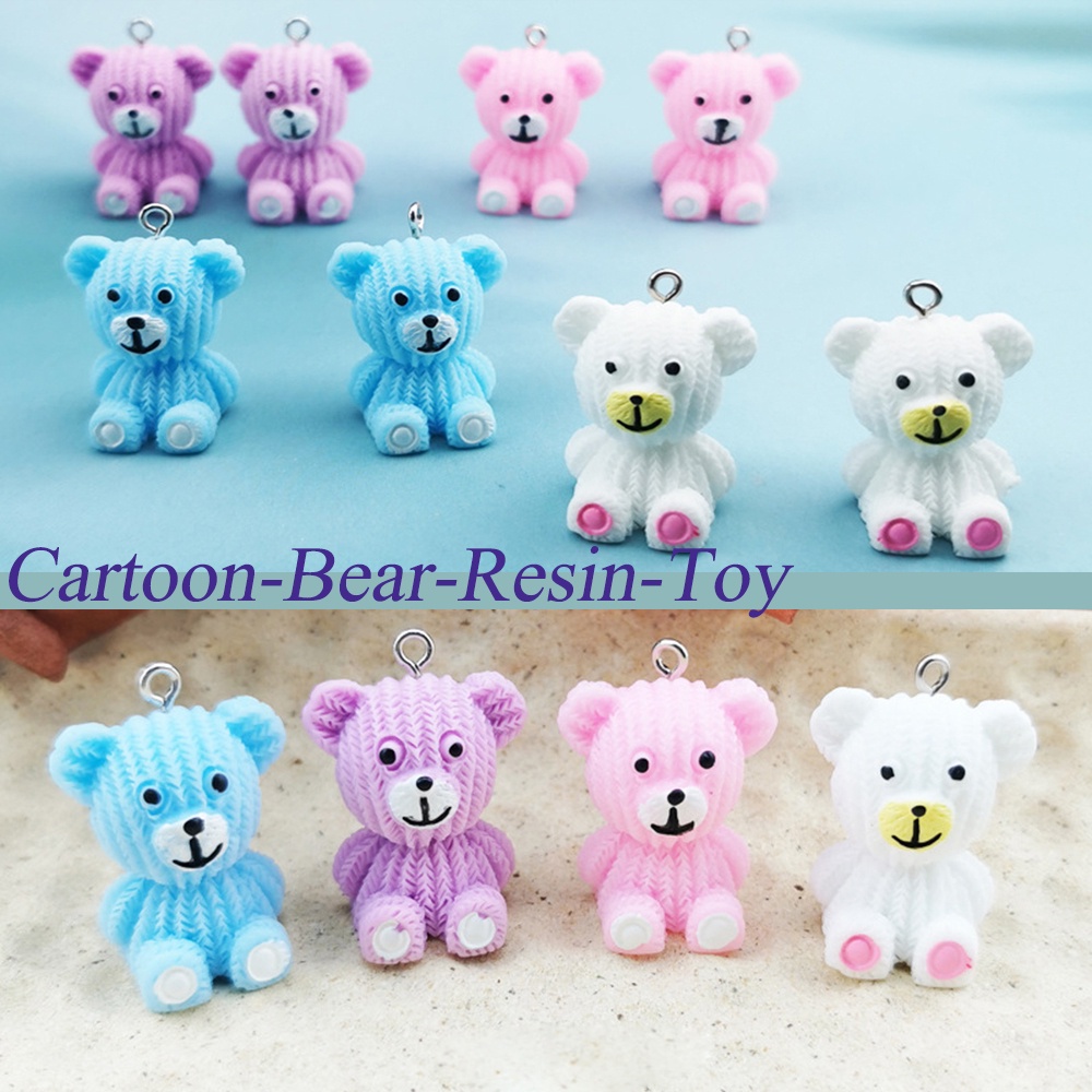 Phụ kiện trang sức nhựa resin ba chiều hình gấu nhỏ dễ thương DIY