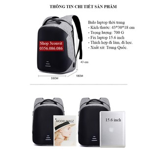 Balo Laptop Thời Trang Có Cổng Sạc USB