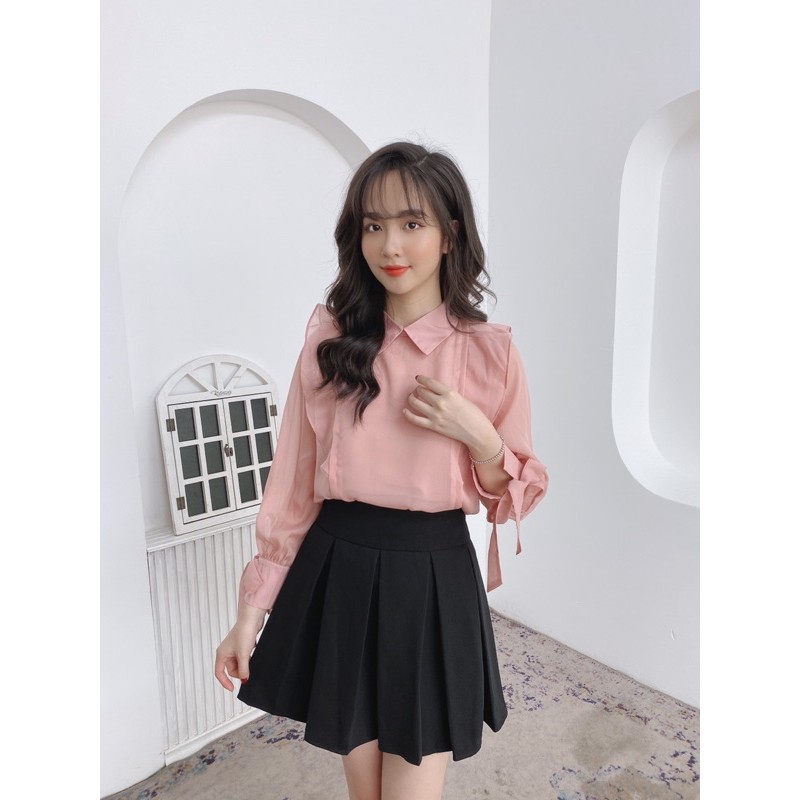 Áo tơ tay nơ ( giá sale)
