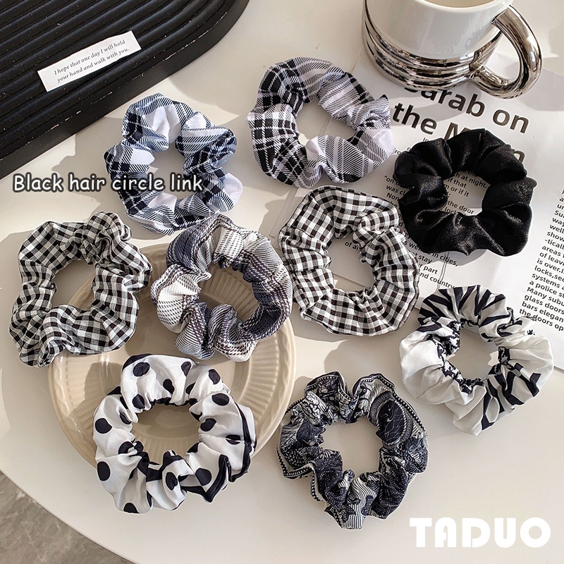 Dây Buộc Tóc Cao Su Màu Trắng Đen Phong Cách Hàn Quốc Cho Nữ