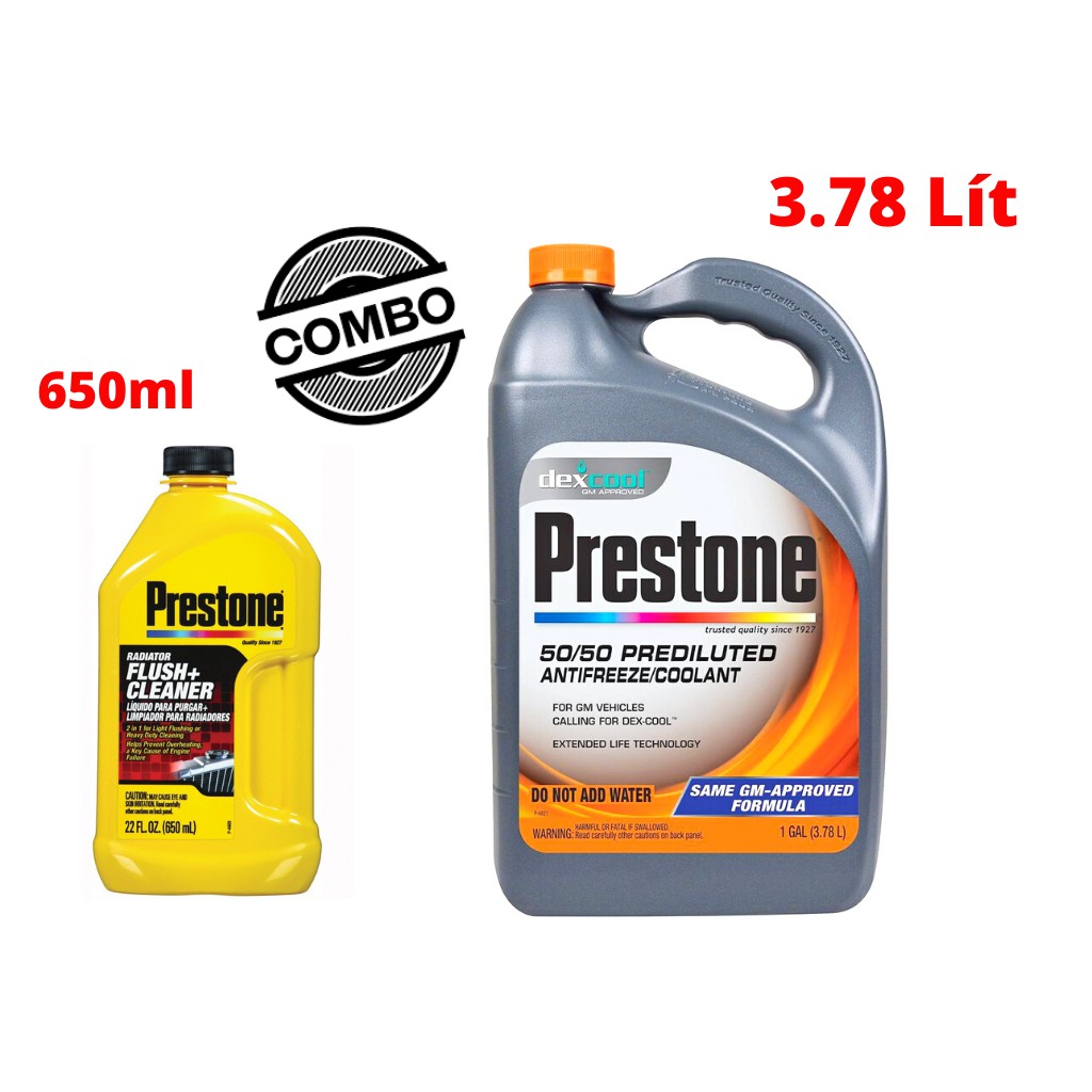 Combo Dung Dịch Làm Sạch Két Nước ,Làm Mát Động Cơ Prestone 3,78L - PR100378