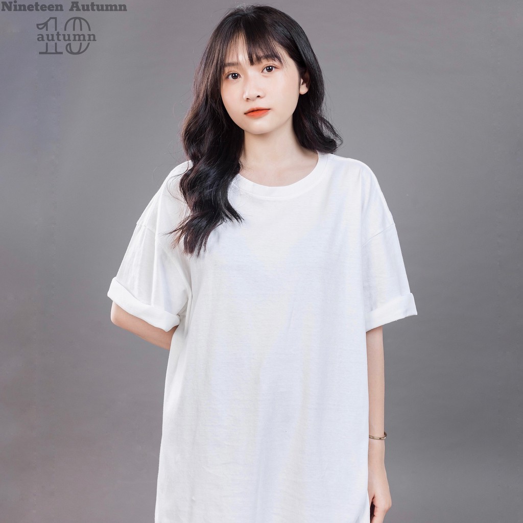 Áo thun Unisex Nineteen Bassic tee phông trơn nam nữ tay lỡ oversize form rộng