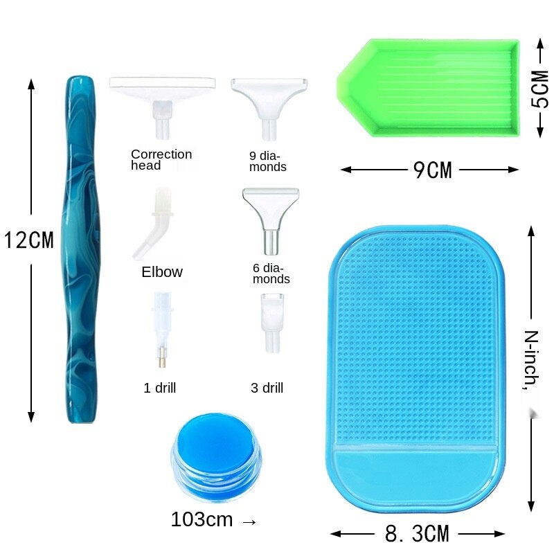 Bộ Dụng Cụ Làm Tranh Đính Đá 5D Với Khay Đựng Bút Hai Đầu Chống Trượt Tiện Dụng