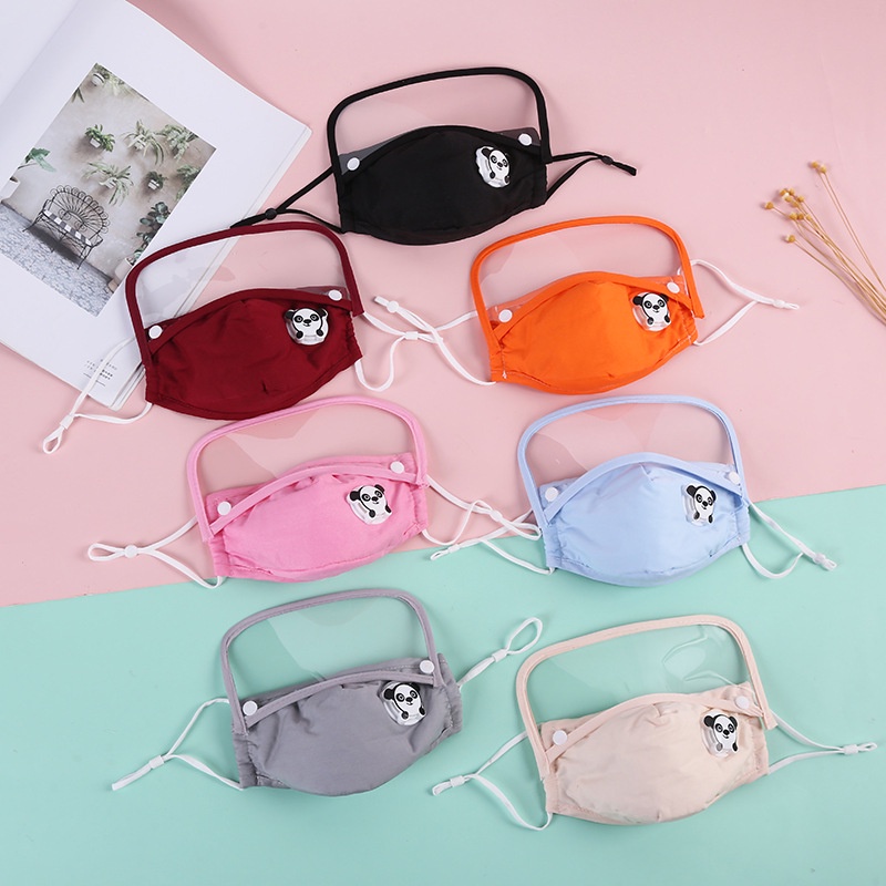 Khẩu trang trẻ em kính bảo hộ chống giọt bắn vải kháng khuẩn than hoạt tính quai đeo mềm dễ chịu cho bé 1 tuổi - 8 tuổi